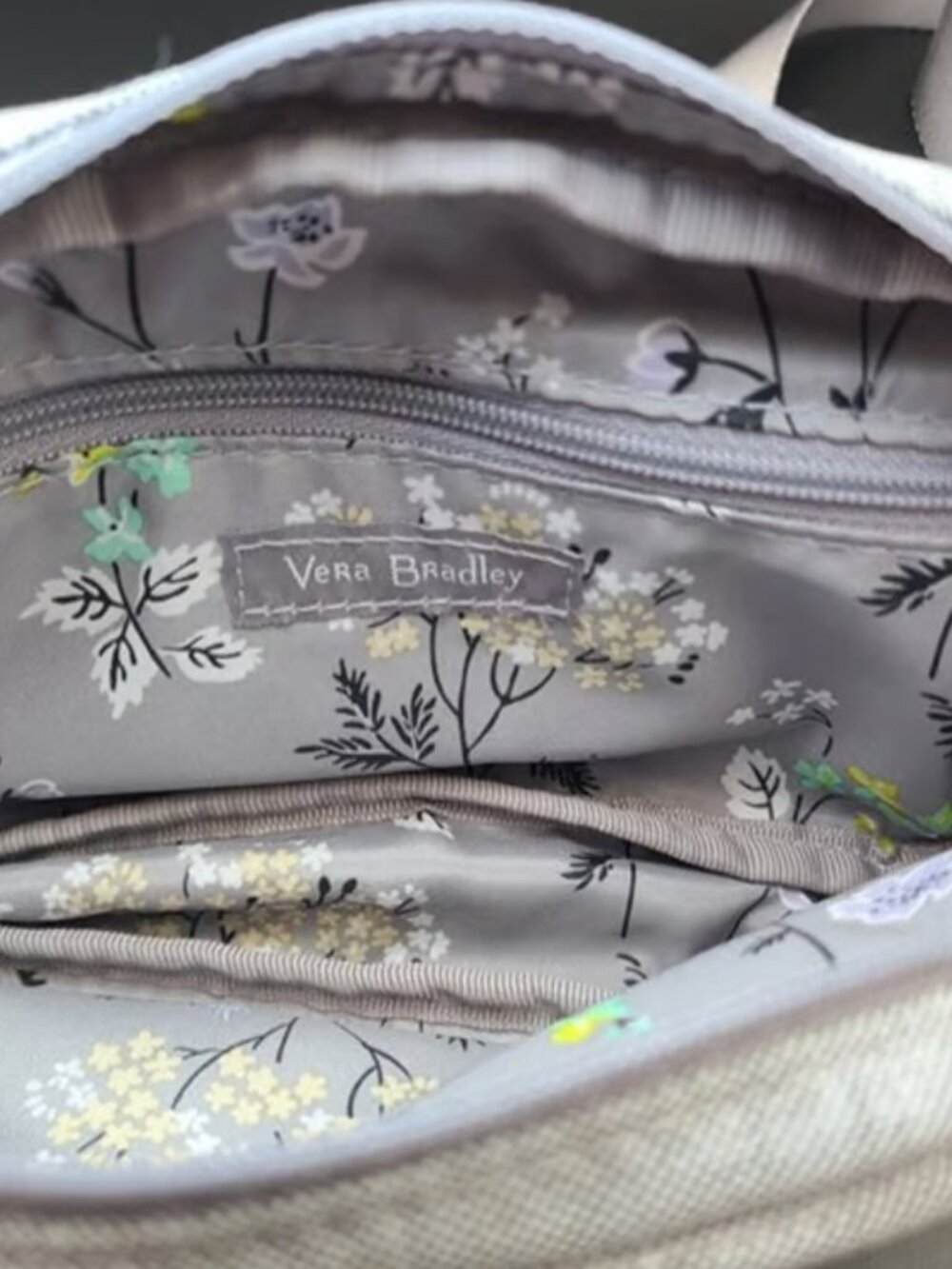Vera Bradley Heather Gray Belt Bag NWT Floral Interior Fanny Pack Crossbody - Picture 3 of 7